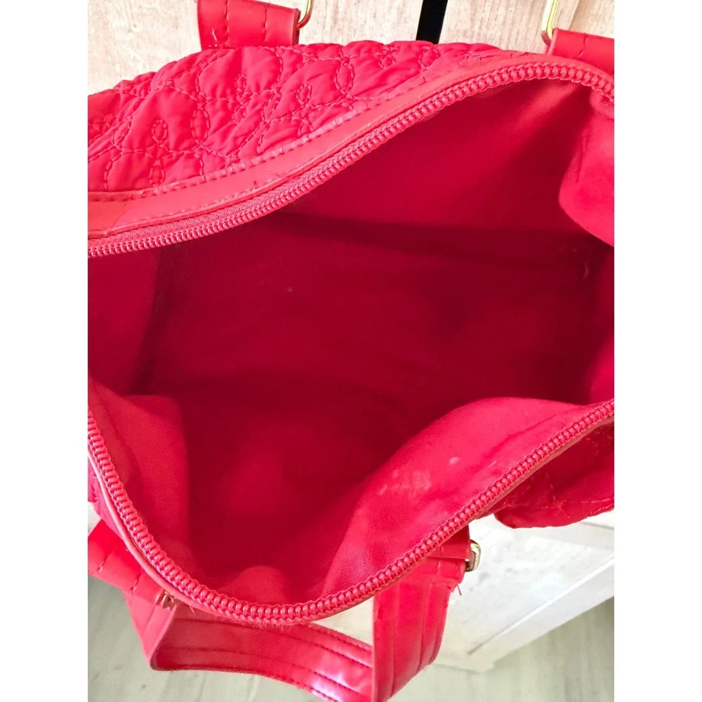 Victoria's Secret Y2K Red Quilted Satin Heart Handbag Purse Satchel 2000s